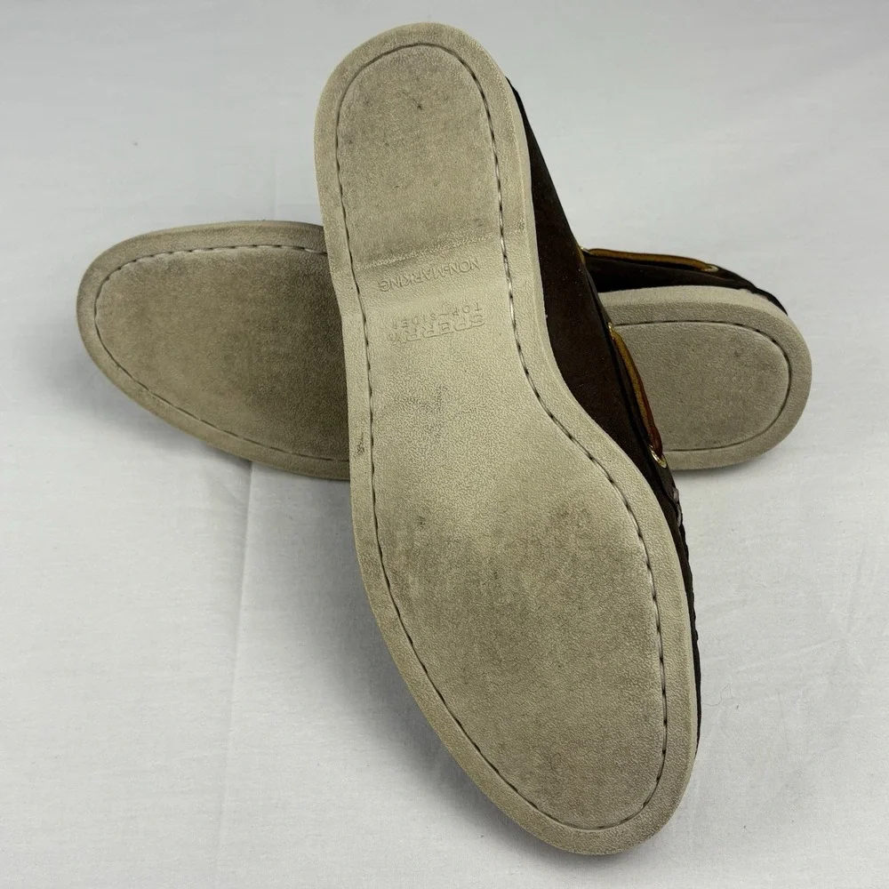 Sperry Gold Cup Brown Leather Boat Shoes 10.5M DeerSkin Lined Memory Foam EUC